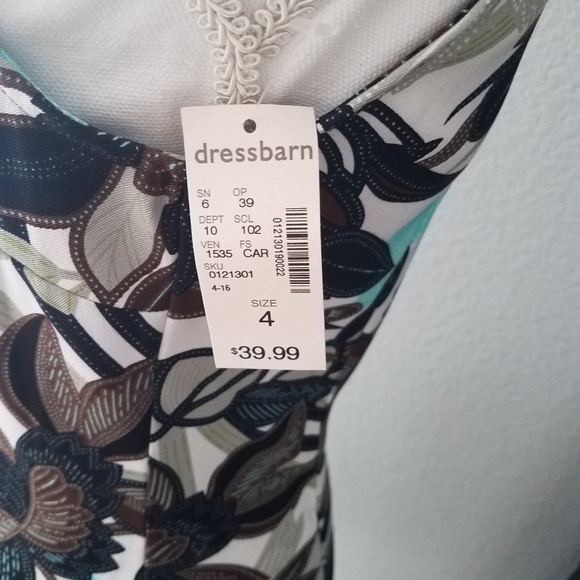 NWT Brown and Aqua Dress with Embellished Neckline - Picture 3 of 5